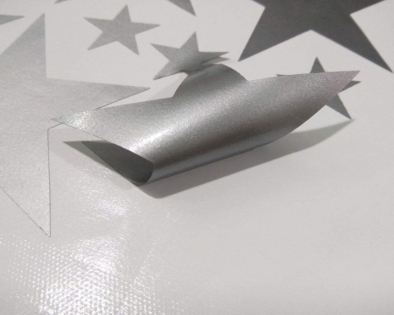 BugyBagy Assorted Silver Star Wall Vinyl Decals Stickers - 112pcs (1.18" to 1.97" Sizes) â€“ Easy Peel and Stick, Perfect for Nursery, Kids Room, Bedroom DÃ©cor by BugyBagy - Image 2